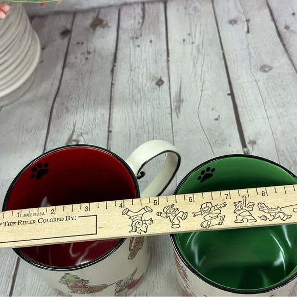 NWT ELI + ANA crimson holiday 21oz mug set Festive Dog-Themed hand painted - Picture 8 of 8